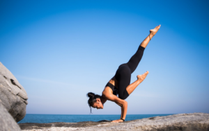 a woman doing yoga